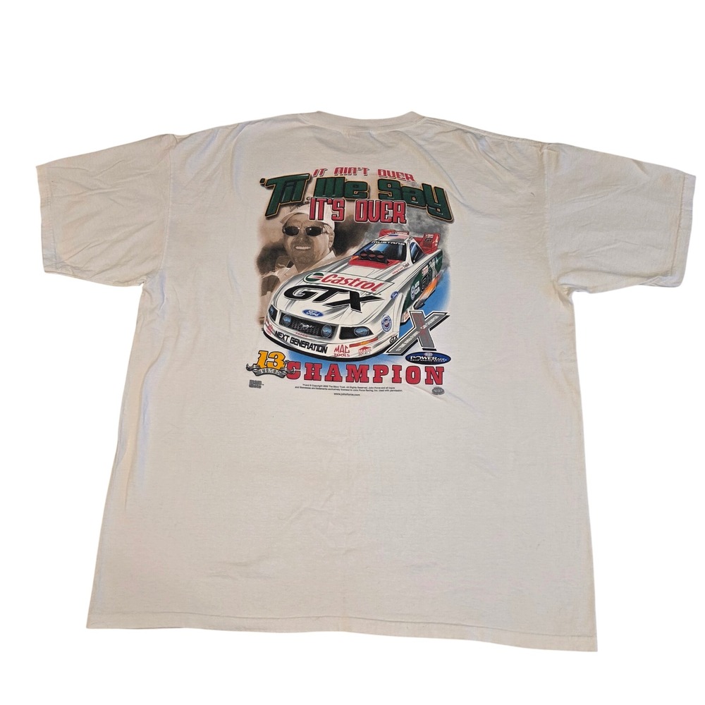 Vintage 2006 John Force Signed T Shirt 3XL NHRA Castrol GTX 13 Time Champion